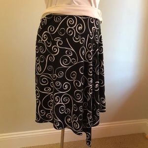 Black and white swirly skirt - knee length medium